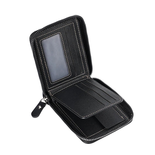Portefeuille en cuir pour hommes, portefeuille de luxe pour hommes, porte-cartes zippé avec poche à monnaie, portefeuilles RFID, cadeaux pour hommes, sac d'argent