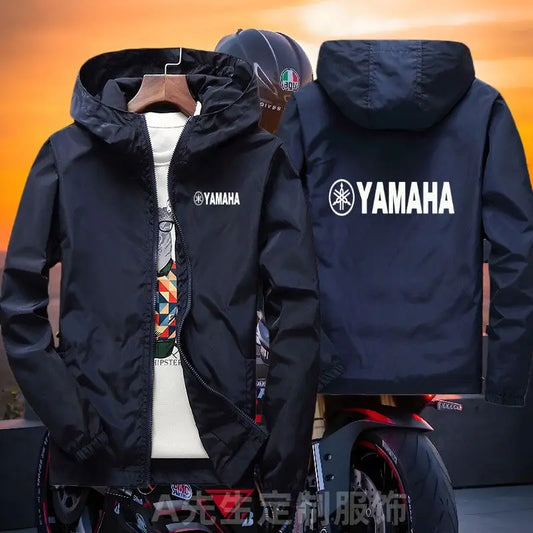 2026customized Yamaha motorcycle trench coat creative and personalized riding thin casual men's and women's zipper hooded jacket