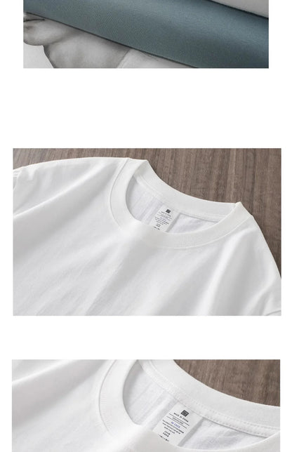 Men's 260G Long Sleeve T Shirts 2025 Spring Pure Cotton Solid Color Basic Crew-Neck Undershirt Men's Loose Tops 11 Color