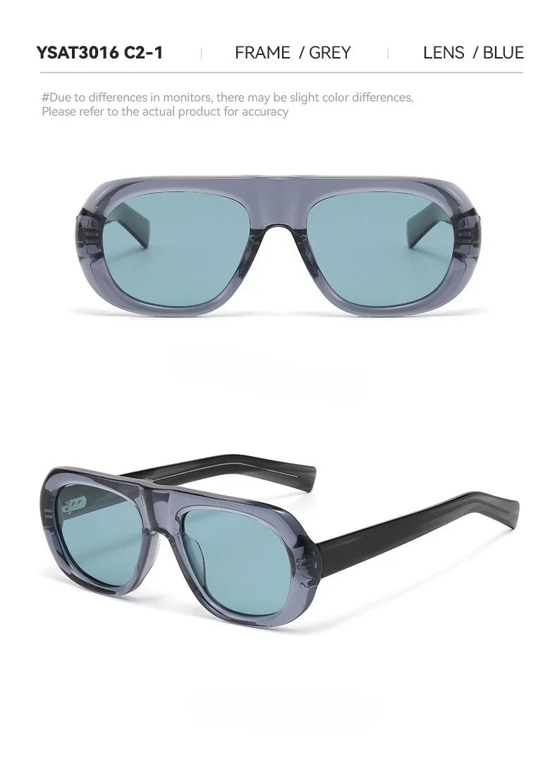 Vintage Pilot Rectangular Frame  Men Sunglasses Fashion Polarized Shades UV400 Women Trending Punk Sun Glasses INS Eyeglasses