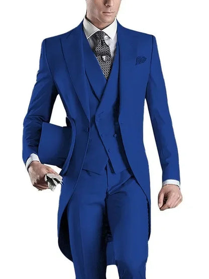Costume Homme 3 Pieces Fashion Tuxedos Groom Wedding Men Suits Tuxedo Terno Masculino De Pour Hommes Blazer (Jacket+Pants+Vest)