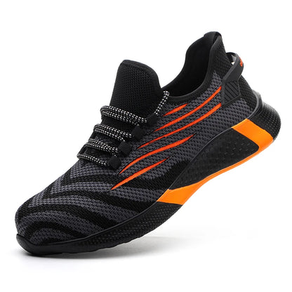 Steel Toe Work Shoes for Men Lightweight Safety Sneakers Comfortable Breathable Anti-Puncture Construction Working Shoes Boots