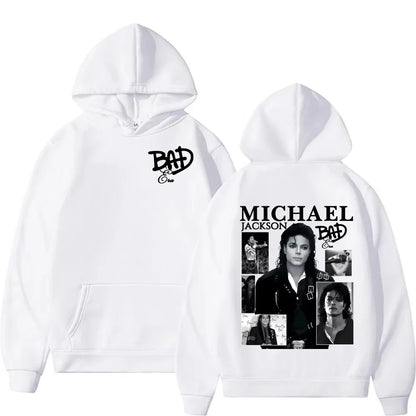 King of Pop Michael Jackson Bad Era Album Hooded Men Women Harajuku Hip Hop Streetwears Sweatshirt Fleece Casual Oversize Hoodie