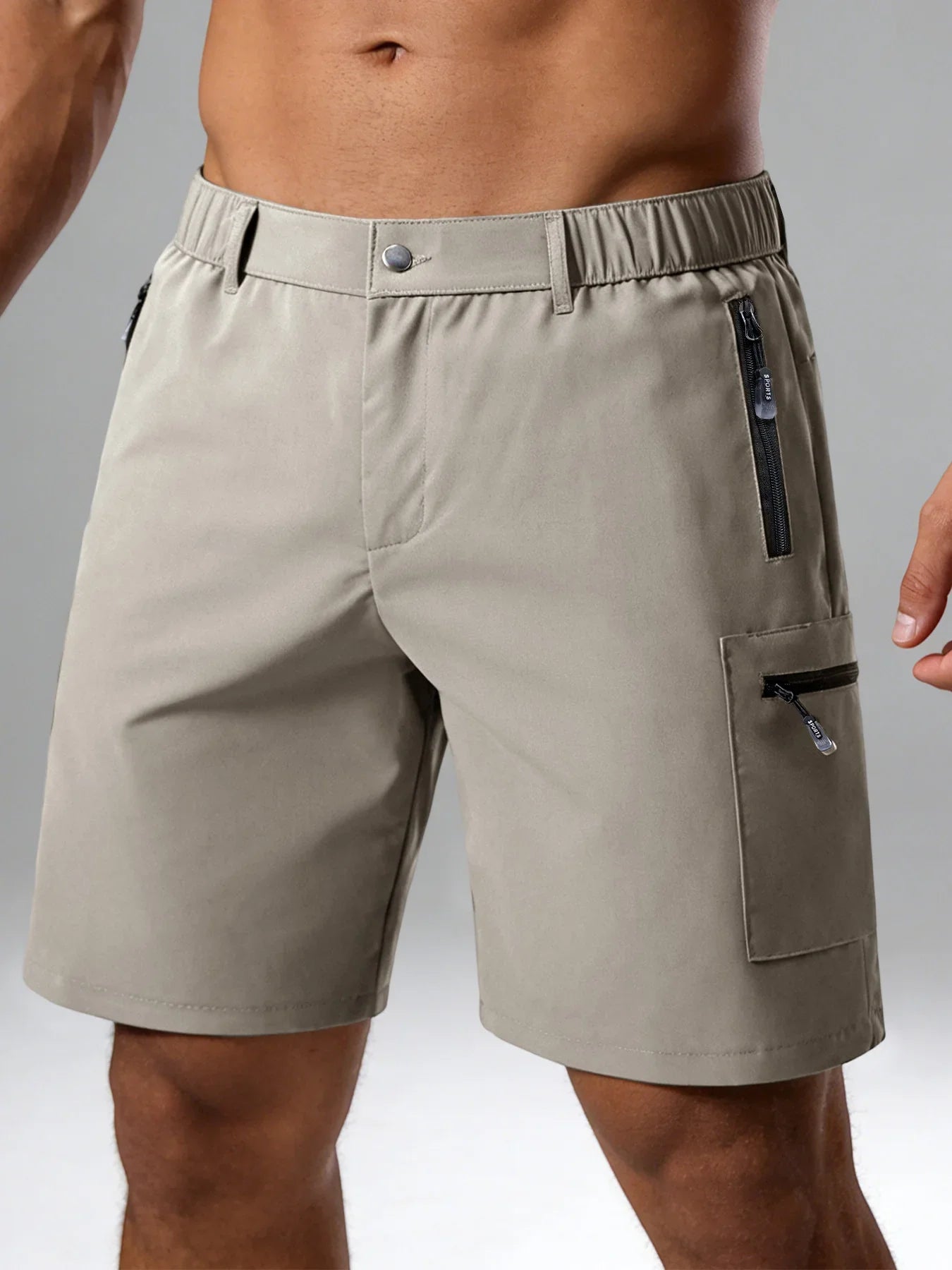 Men's Casual Shorts Business Social Quick Dry Shorts Breathable Relaxed with Zip Pocket Design Solid Color Shorts Streetwear