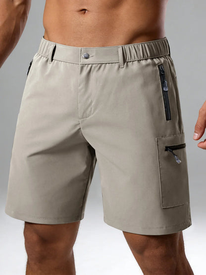 Men's Casual Shorts Business Social Quick Dry Shorts Breathable Relaxed with Zip Pocket Design Solid Color Shorts Streetwear