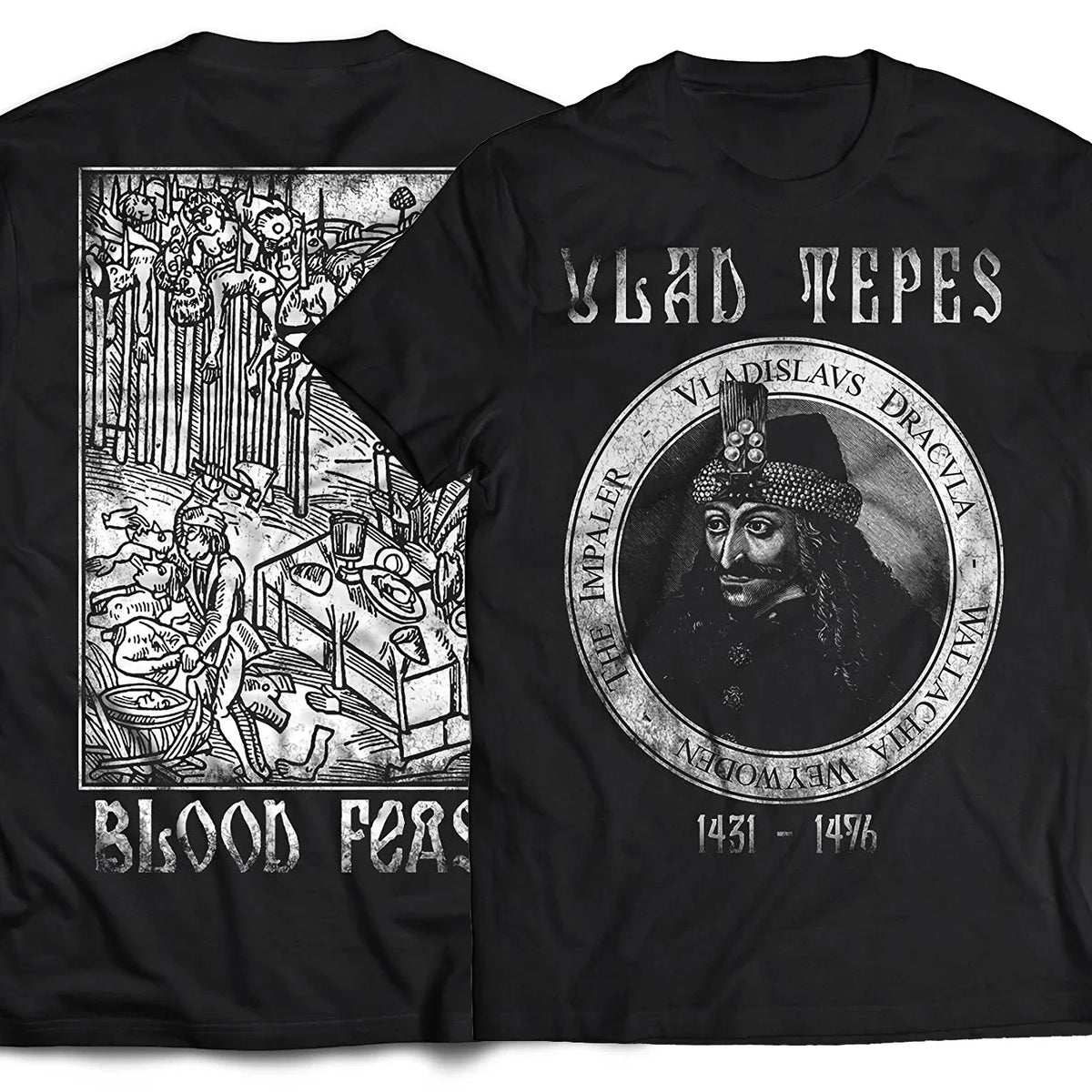 Blood Feast Vlad Dracula Vampire. Vlad The Impaler T Shirt. New 100% Cotton Short Sleeve O-Neck T-shirt Casual Clothing Mens Top