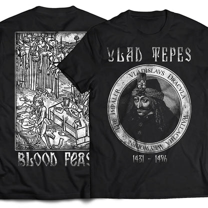 Blood Feast Vlad Dracula Vampire. Vlad The Impaler T Shirt. New 100% Cotton Short Sleeve O-Neck T-shirt Casual Clothing Mens Top