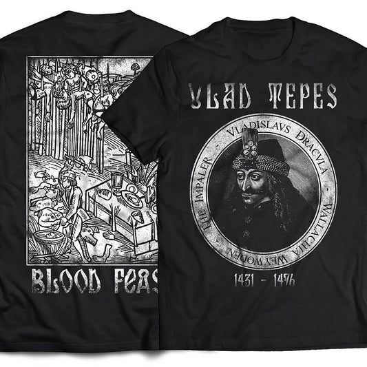 Blood Feast Vlad Dracula Vampire. Vlad The Impaler T Shirt. New 100% Cotton Short Sleeve O-Neck T-shirt Casual Clothing Mens Top