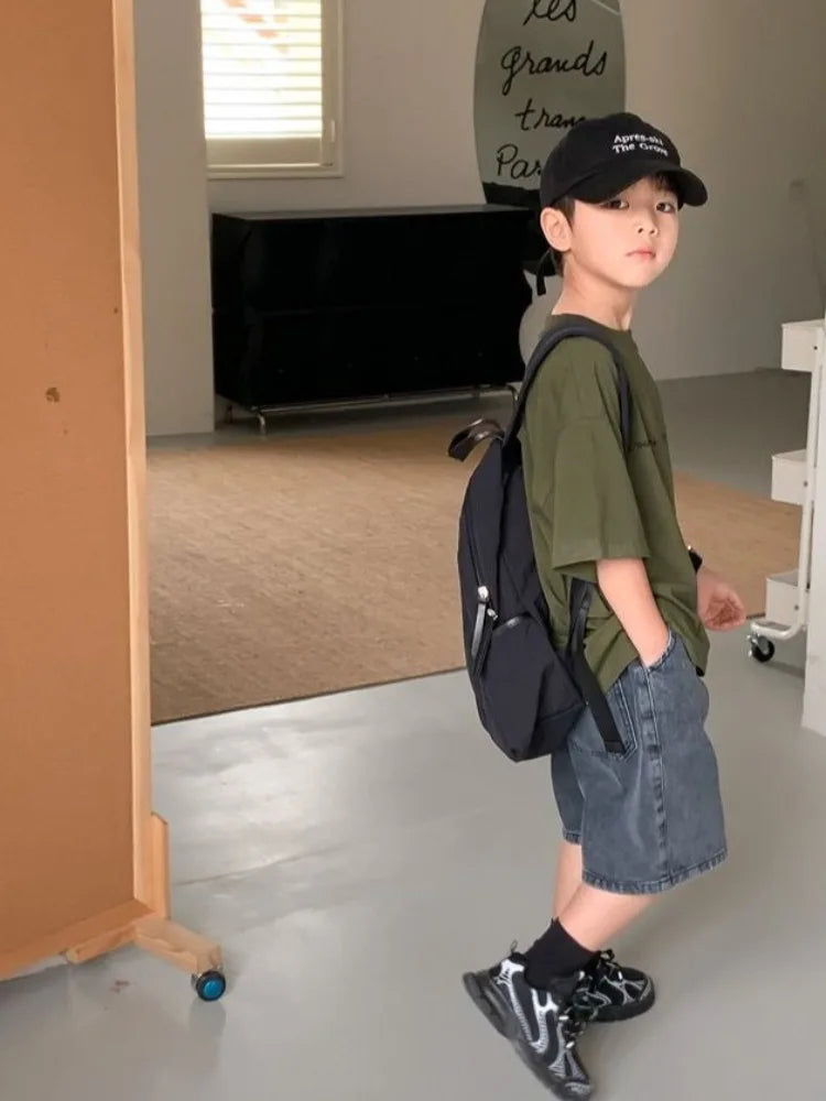 2026 New Boys' Summer 100% Cotton T-Shirt Loose Fit Short Sleeve Baby Top for Kids Stylish Trendy Kids' Clothing