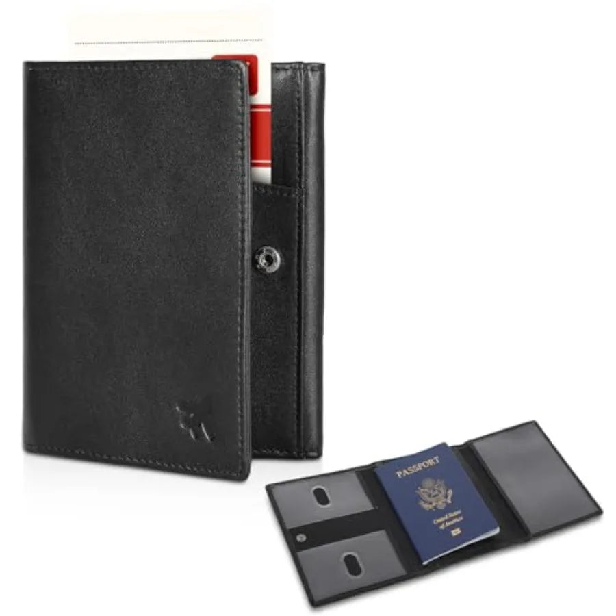 Polare Napa Leather Pilot Wallet Passport Holder RFID Blocking Tri-fold Travel Cover Document Organizer for Aviation Profession