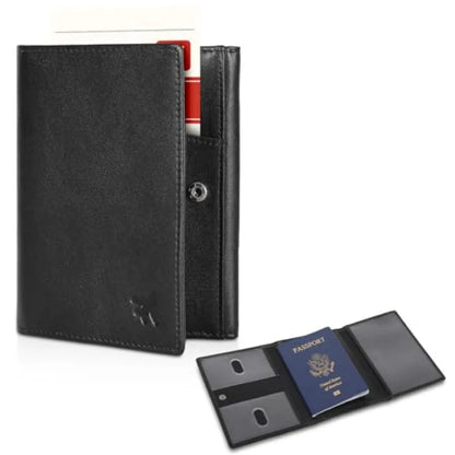 Polare Napa Leather Pilot Wallet Passport Holder RFID Blocking Tri-fold Travel Cover Document Organizer for Aviation Profession
