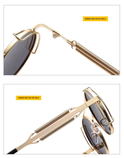 Punk Sunglasses For Men Designer Vintage Round Steampunk Fashion Glasses Retro Sunglasses Women 2024 Gafas De Sol Hombre Lunette