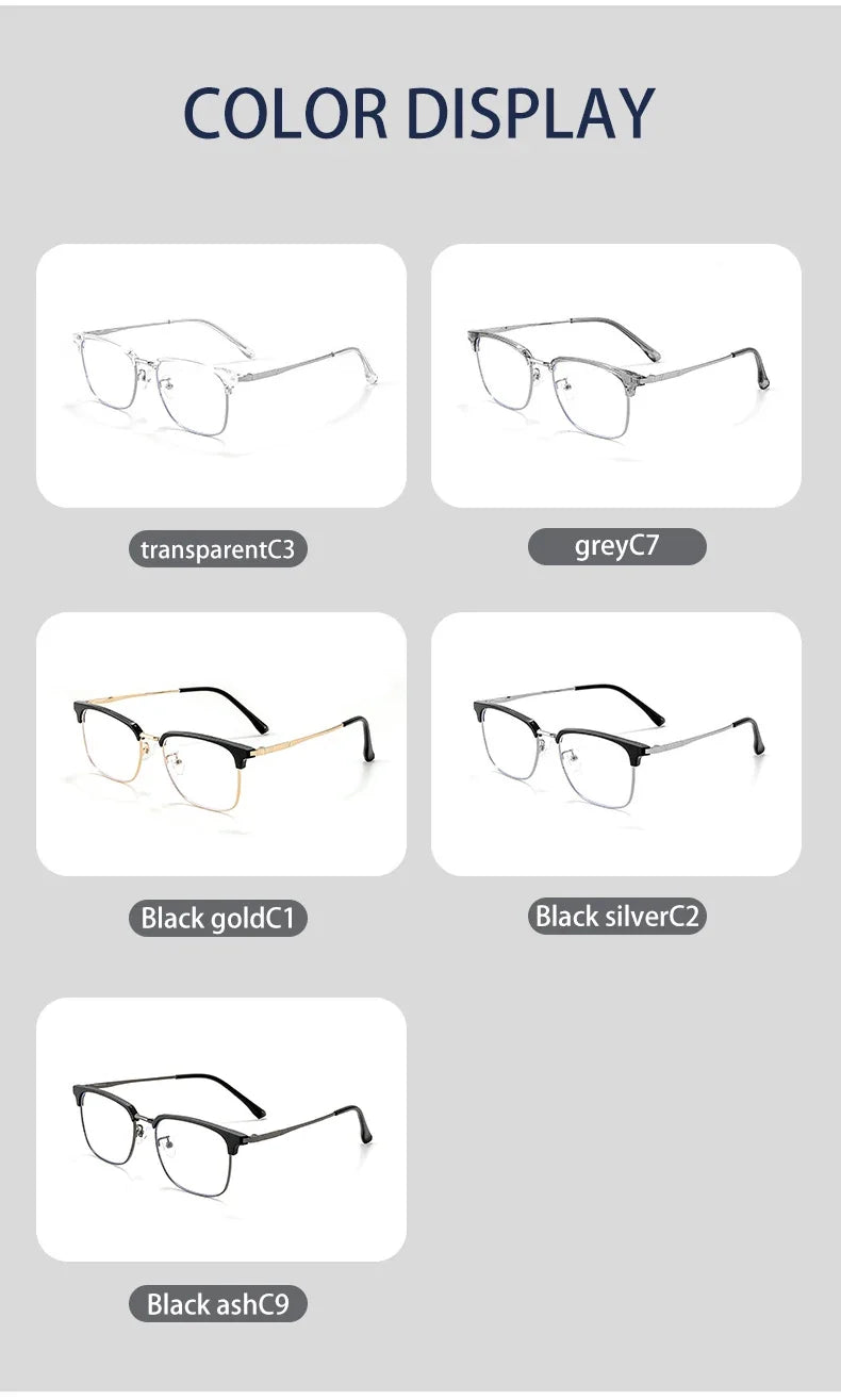 Square Men's Business 8026 Anti-Blue Light Classic Retro Anti-Blue Light Reading Glasses Women Prescription Customized