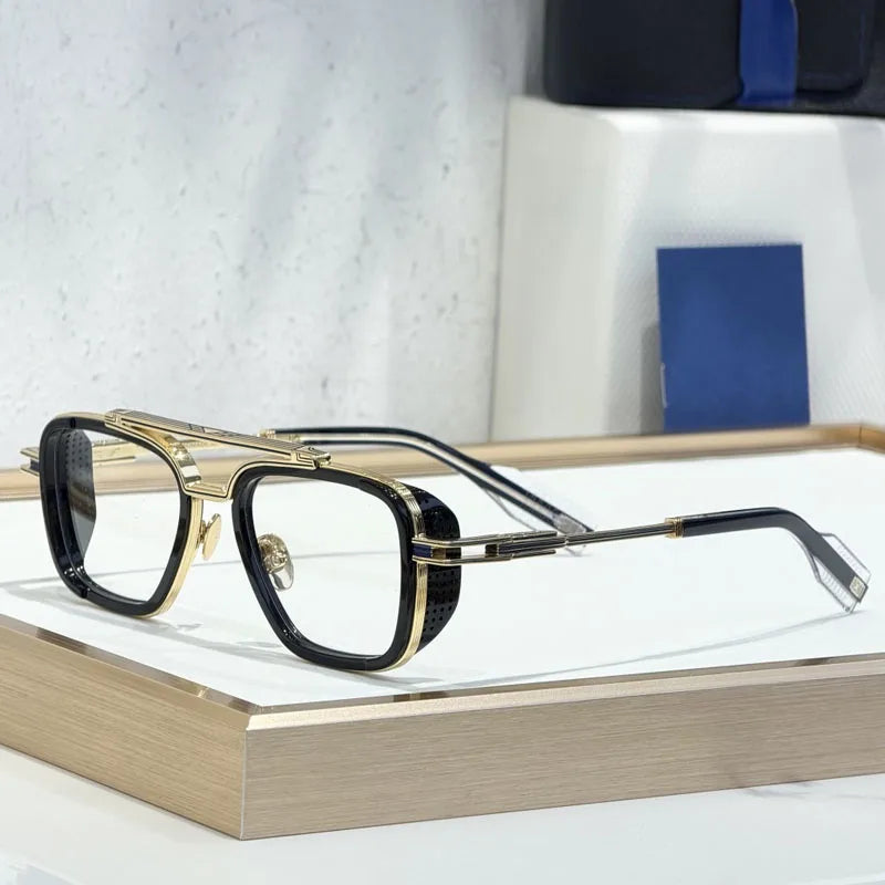 Gradient Square Classical Alloy Sunglasses for Men Women Acetate Luxury Brand Designer UV400 High Quality Eyeglasses with Case