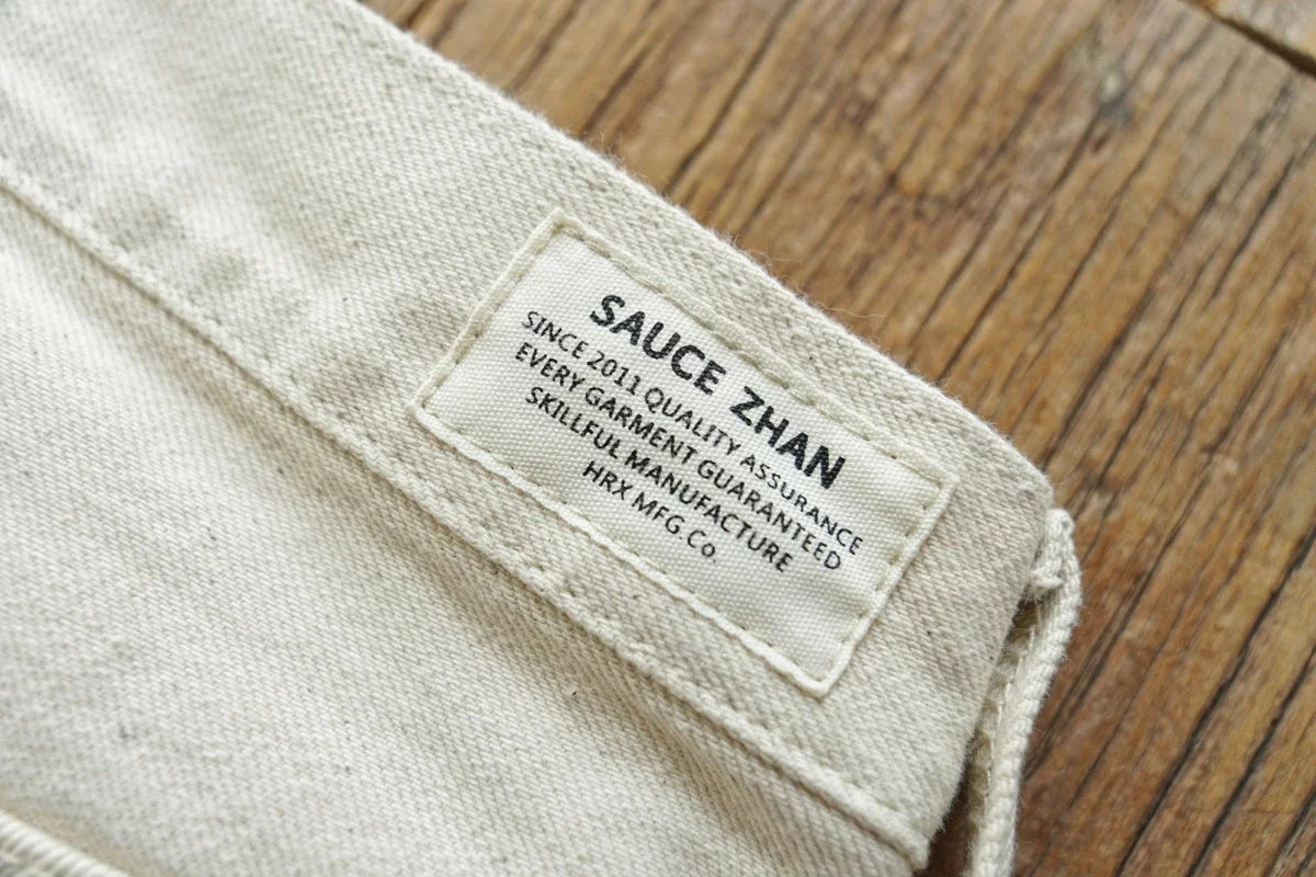Mens Jeans Selvedge Denim White Jeans Regular Fit hight Rise  14 Oz One Wash