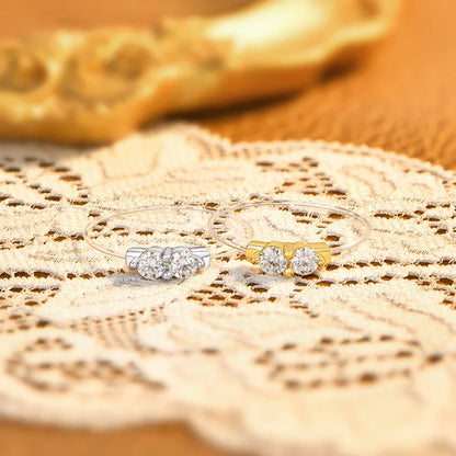Sparkling 3.0mm Two Stone Moissanite Ring Fishing Line 925 Silver Rings for Women Engagement Personalized Jewelry Gift