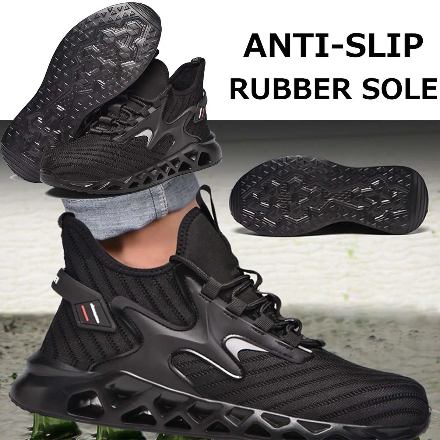 Safety Shoes for Men Women Lightweight Work Shoes Breathable Slip Resistant Construction High top Steel Toe Boots