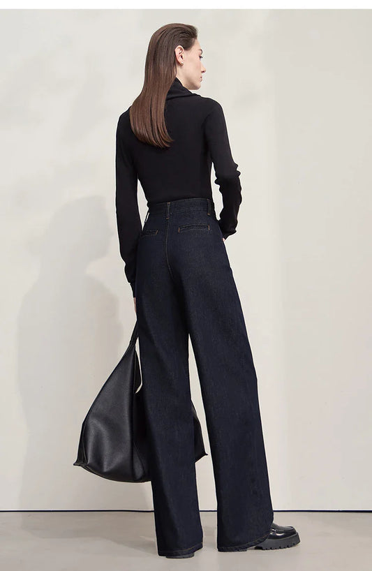 Minimalist Women Casual Jeans 2025 Autumn Korean Style Embroidery Loose Denim Wide Leg Pants Luxury Jeans Trousers 12543142