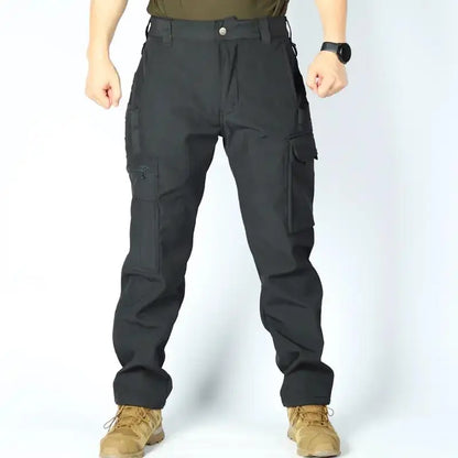 Men's Tactical Work Fleece Pant Multi-Pocket Waterproof SoftShell Trousers Winter Outdoor Wear-Resistant Thick Warm Camping Pant