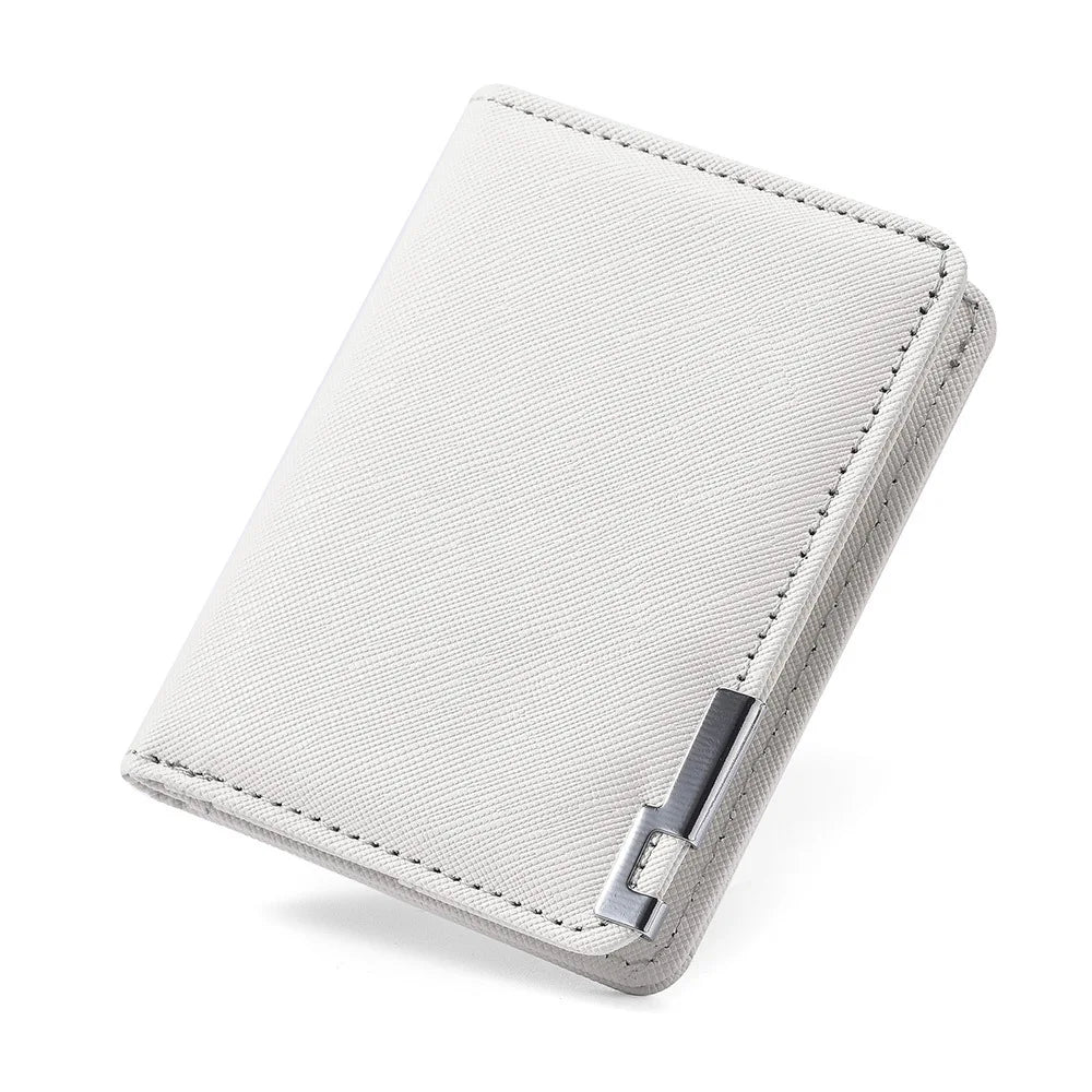 Small Slim Business-Style Wallet - Multiple Card Slots, Credit Card and Driver's License Holder, Geometric In Black Faux Leather