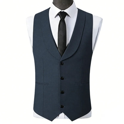 Men Vest Black Single Button With Lapel Solid Waistcoat For Wedding Banquet Business Work Office Casual Daily Men Suit Vest