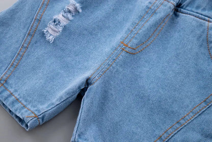 Fashion Cute Baby Boys Clothing Sets High-Quality Short T-Shirt + Denim Shorts 2-Piece Suits Summer Cotton