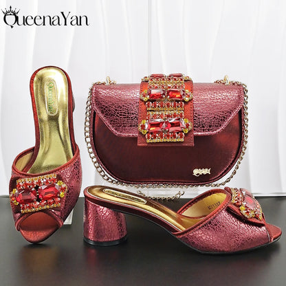 2026 New Fashion Shoes Italian Design Comfortable Women's Shoes with Diamond Oval Bag Women's High Heels for Party