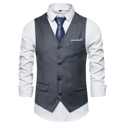 Blue Suit Vest, Men's Business Sleeveless Vests Jacket, Asian size S-6XL, Wedding Party Waistcoat, Red Purple Black Gray