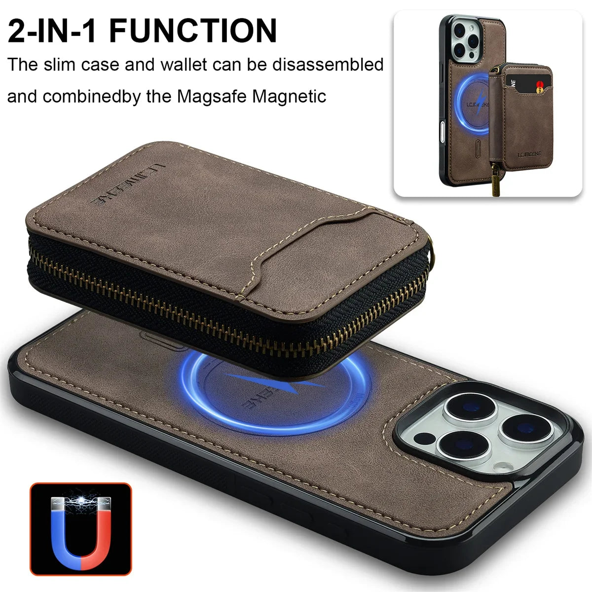 For Magsafe Magnetic Leather Phone Case for iPhone 16E 17 Air 16 15 Plus 14 13 12 11 Pro Max Wallet Card Holder Pocket Cover