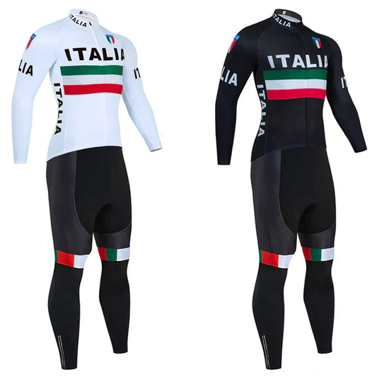 New ITALIA Winter Cycling  Jacket Men Women 20d White Road Bike Maillot Pants Suit Ropa Ciclismo Thermal Fleece Bicycle Clothing