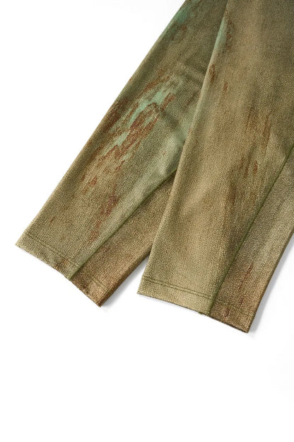 Men's Wasteland Style Long Sleeve T-Shirt - Distressed Digital Print & Loose Elastic Fit Casual Top Unisex