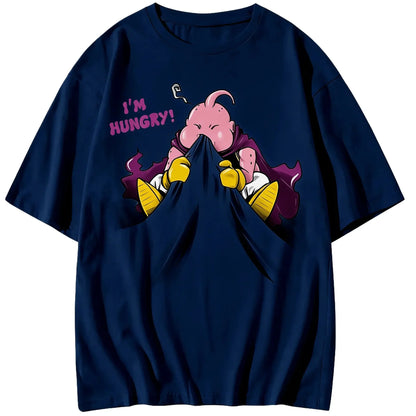 2026 Summer Dragon Ball Majin Buu Vintage Anime T-shirt Men's Pure Cotton Casual Loose Sports Daily Top