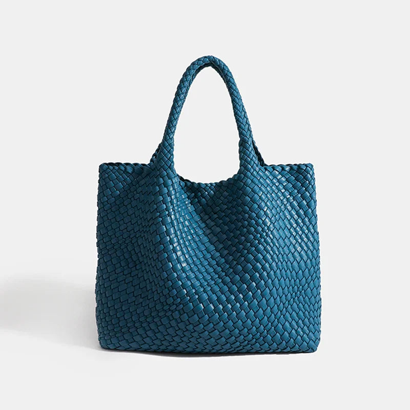 Woven Tote Bag For Women Soft Foldable Top-Handle Wristlet Bag Fashion Hobo Handbag Composite Bag with Coin Purse