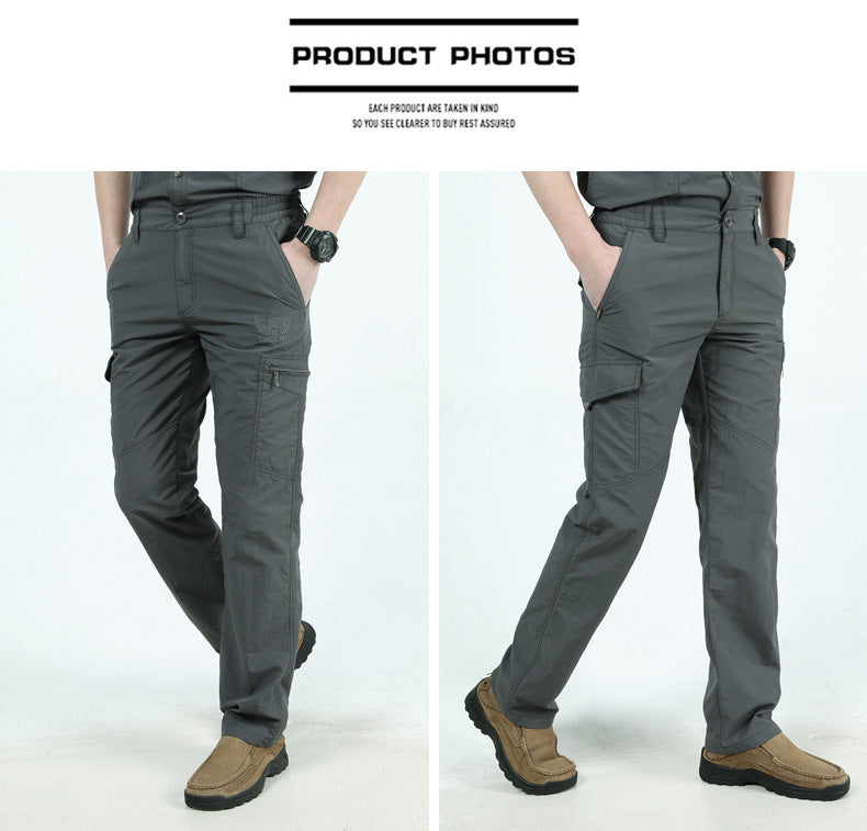 Summer Casual Lightweight Army Military Long Trousers Male Waterproof Quick Dry Cargo Camping Overalls Tactical Pants Breathable