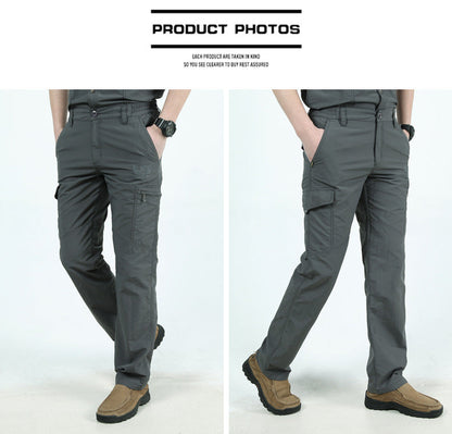 Summer Casual Lightweight Army Military Long Trousers Male Waterproof Quick Dry Cargo Camping Overalls Tactical Pants Breathable