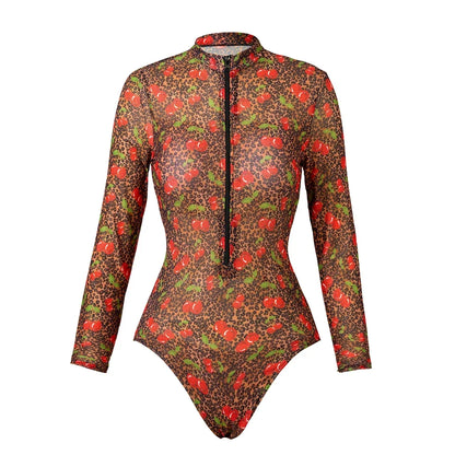 One Piece Sun Protection Swimwear 2026 Women Long Sleeved Print Swimsuit Female Sports Bathers Swimming Bodysuit Beach купальник