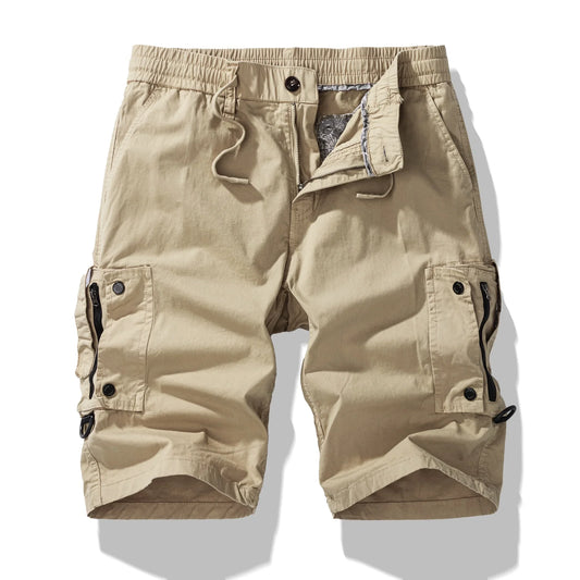 Mid Length Breathable Straight Leg 5 Inch Street Short Men's Summer Thin Washed Cotton Cargo Shorts Loose Casual Trend Sports