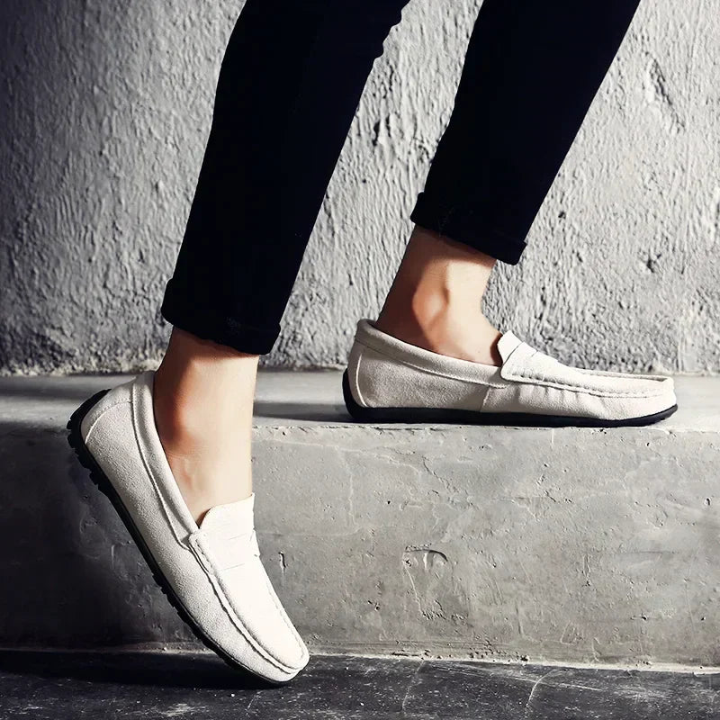 High Quality Leather Men Loafers  Slip on Mens Casual Shoes Fashion Flats Male Driving Shoes Moccasins Ten Colors Size 38-47