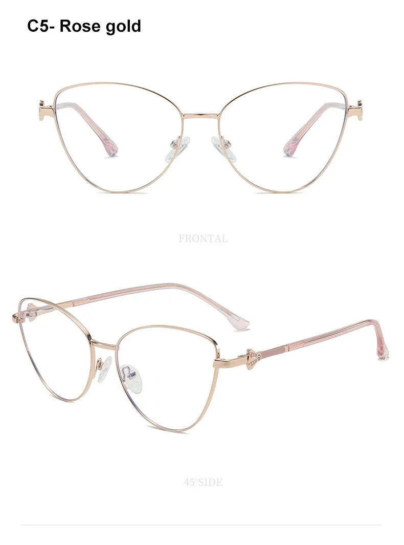 New Fashion Simple Cat's Eye Personalized Frame Design Women's Anti-Blue Light Reading Glasses Customizable Prescription