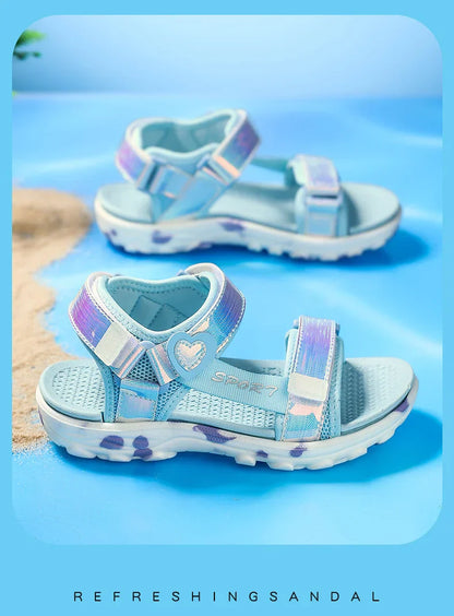 Girls' LED Sandals Children's Toddler Sports Beach Blue Pink Girls' Soft Shining Shoes Outdoor Soft Anti-Slip Princess LED Shoe