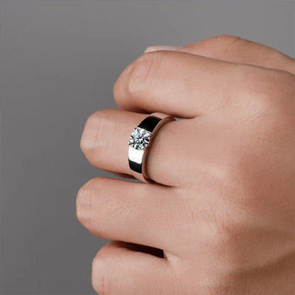 1ct 2ct D Moissanite Wedding Band Men Ring 925 Sterling Silver Engagement Rings For Man With Certificate Fine Jewelry