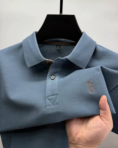 100% pure cotton high-end brand men's short sleeve polo shirt summer fashion customization horse embroidery classic Paul T-shirt