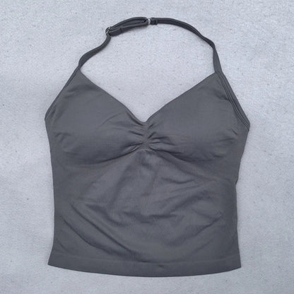 2 Pieces Yoga Set Women Backless Halter Tops High Waist Seamless Shorts Gym Suit Fitness Clothes Sportswear Workout Sets