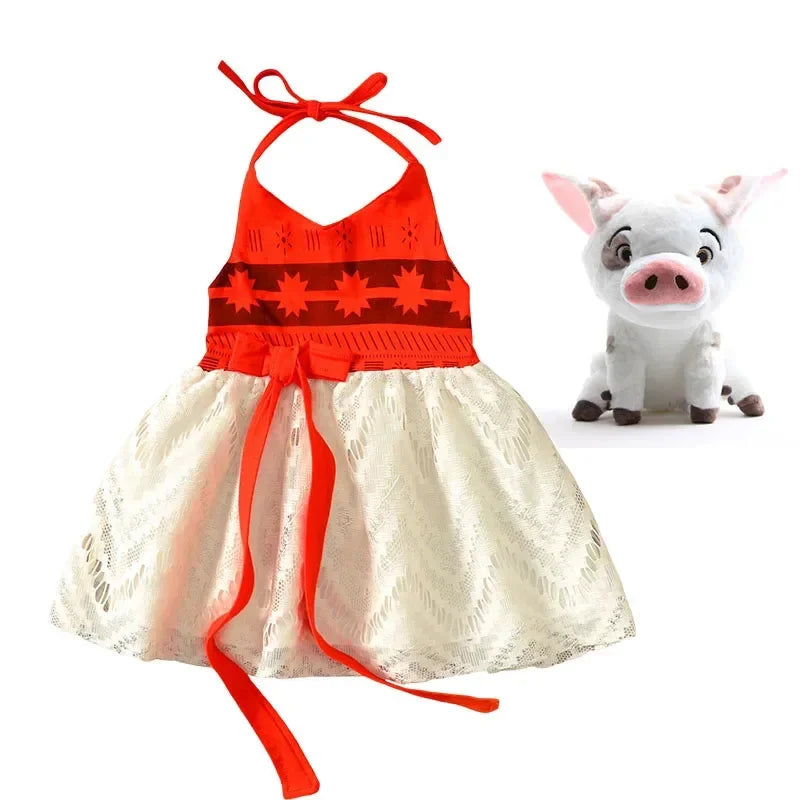 Girls Party Dresses Halloween Girls Little Moana Dress for Beach Summer Outfit Carnival Costumes Party Princess Vaiana Dress