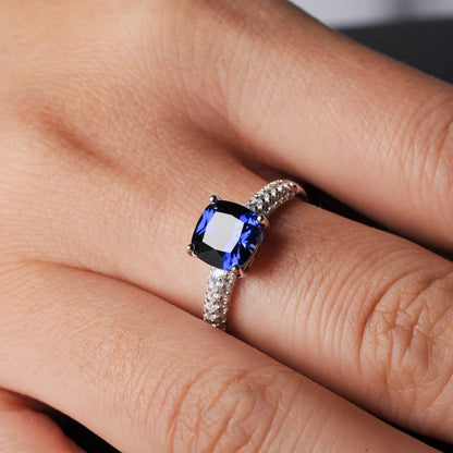 2.22ct Created Sapphire Nano Emerald Tanzanite Solitaire Ring 925 Sterling Silver for Women Daily Party Jewelry  sets gift