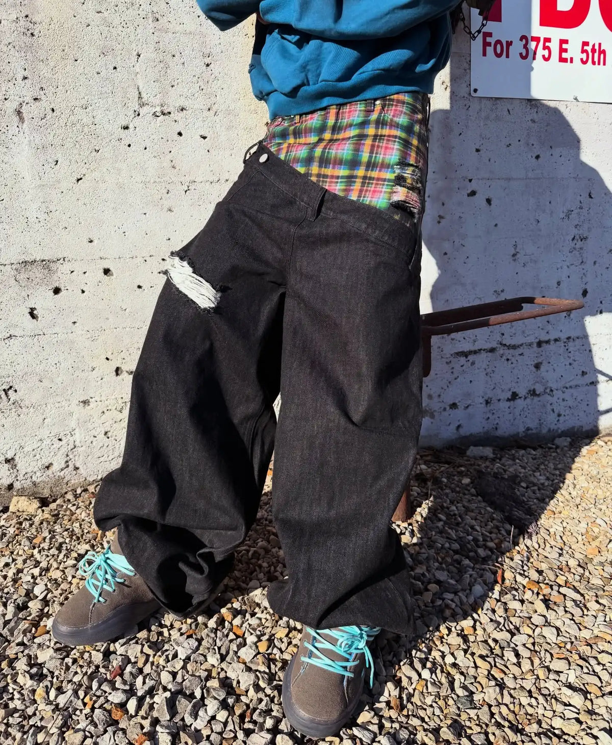 Y2k Slanted Runway Baggy Jeans Retro Plaid Patchwork Men Women Wide Leg Pants American Hip Hop Streetwear Unisex Casual Jeans