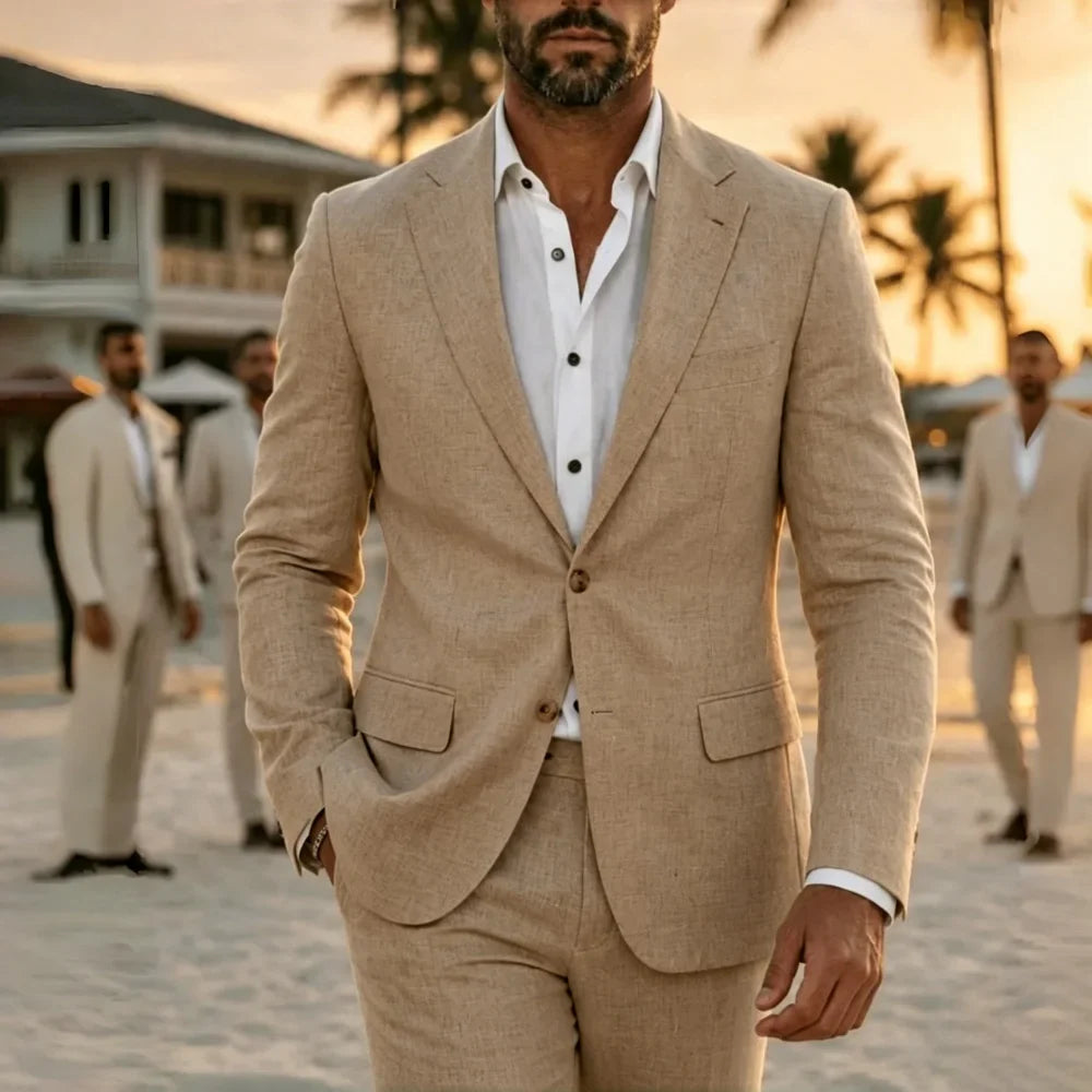 2 Pieces Lightweight Linen Suit Separates Jacket with Pants for Men Summer Wedding Groom Tuxedo Vestidos Madre Del Novio 2026