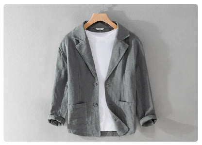Y803 Spring Autumn Good Quality Linen Blazer For Men Business Casual Solid Color Simple Double Buttons Thin Male Suits Jackets