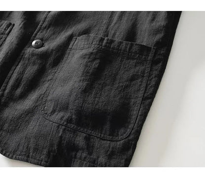 Men's Casual Suit Single-layer Jacket Solid Color Cotton And Linen Casual Fashion Men's Top