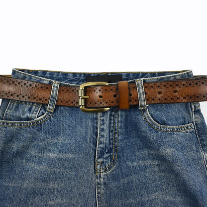 3.8cm Wide Genuine Leather Belt 105-125cm Male Retro Cowhide Waistband Men's Pin Buckle Belts DIY Jeans Pants Accessory